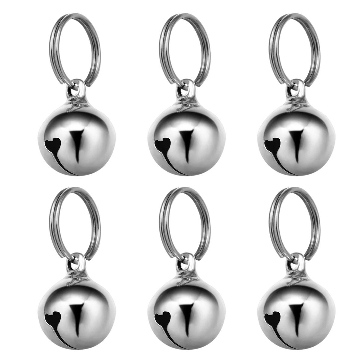 Cat Dog Collar Bells 6 Pack Copper Pet Pendant Bells with Key Rings