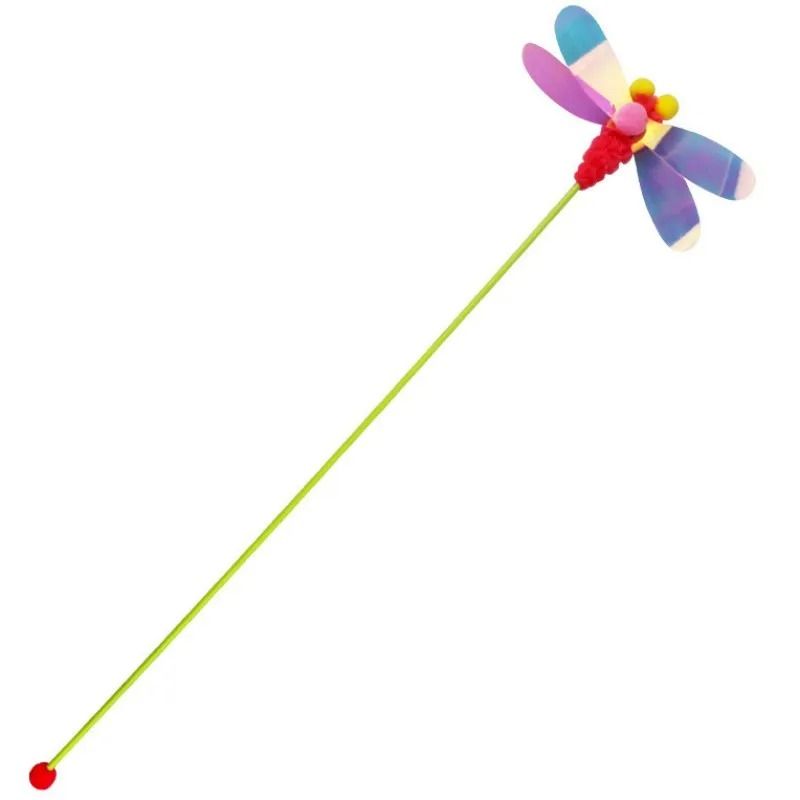 Interactive Feather Cat Teaser Stick with Butterfly Insect and Wool Ball Toys