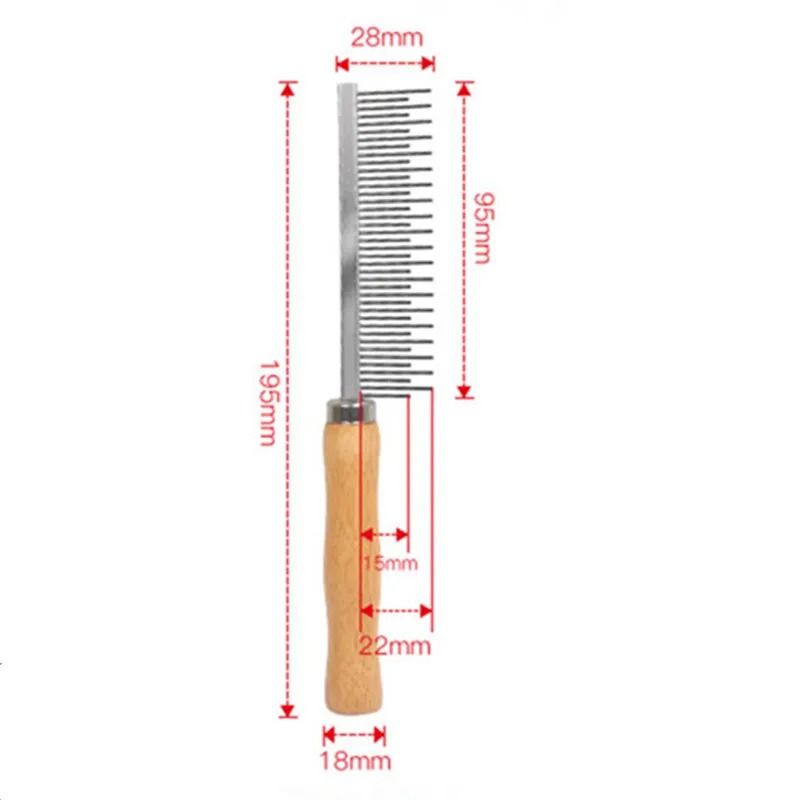 Stainless Steel Cat Comb with Wood Handle for Pet Hair Removal