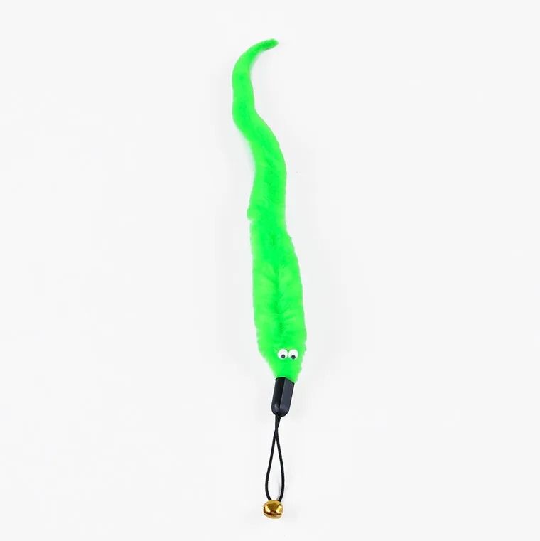 Cat Wand Refills Soft Larva Insect Toys with Bells for Indoor Interactive Play