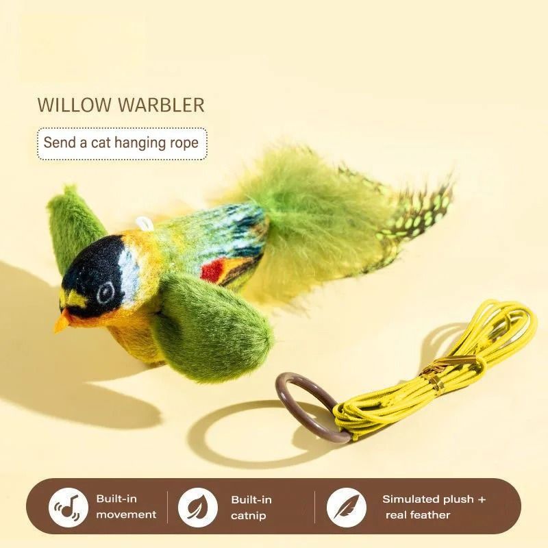 Realistic Bird Sound Cat Toy With Plush Catnip Design For Indoor Play