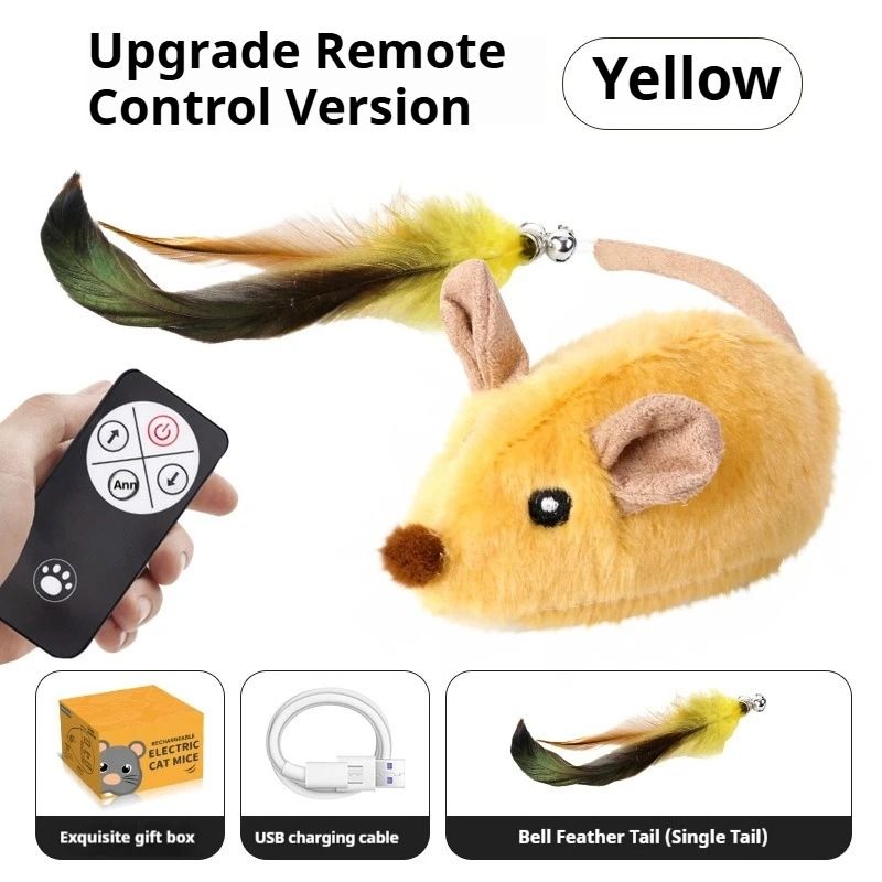 Automatic Moving Mouse Cat Toy USB Rechargeable Squeaky Plush Toy For Indoor Hunting Play
