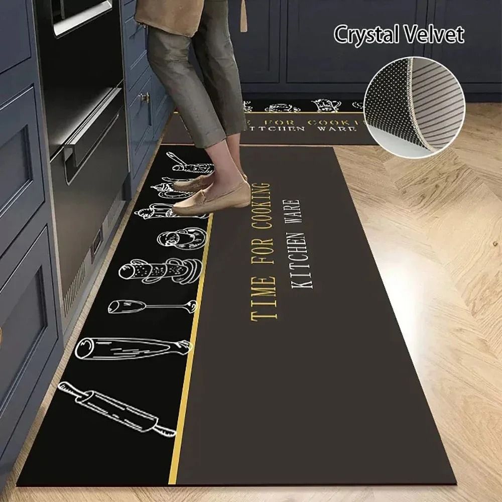 Absorbent Crystal Velvet Kitchen Mat For Bedroom Living Room And Entryway Floors