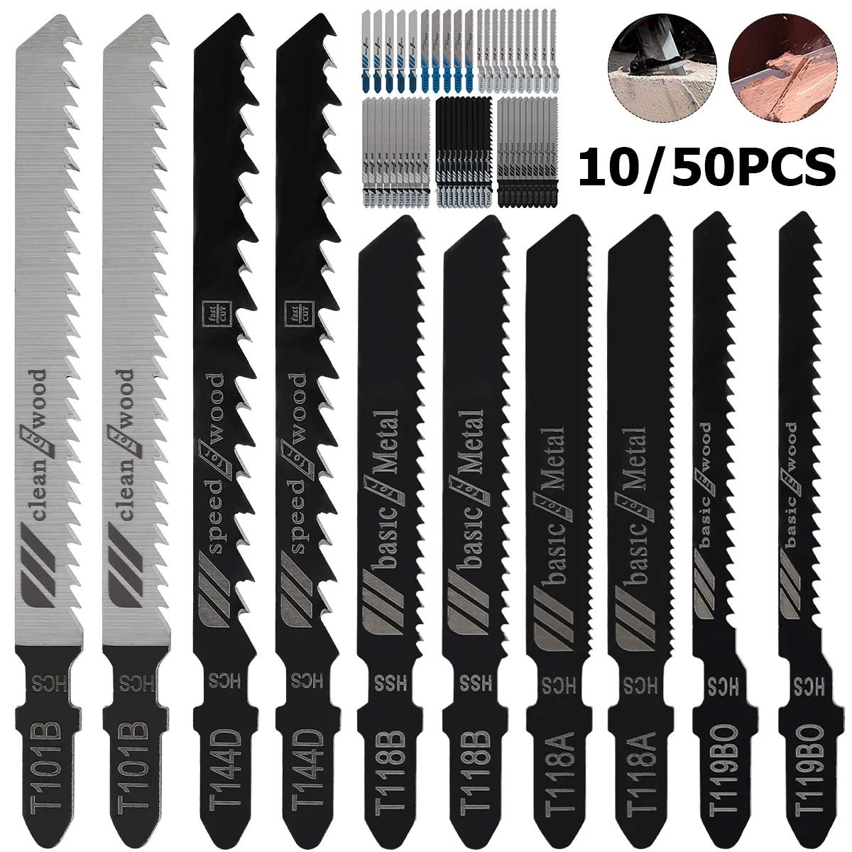 T Shank Jigsaw Blade Set for Wood and Thin Metal Cutting