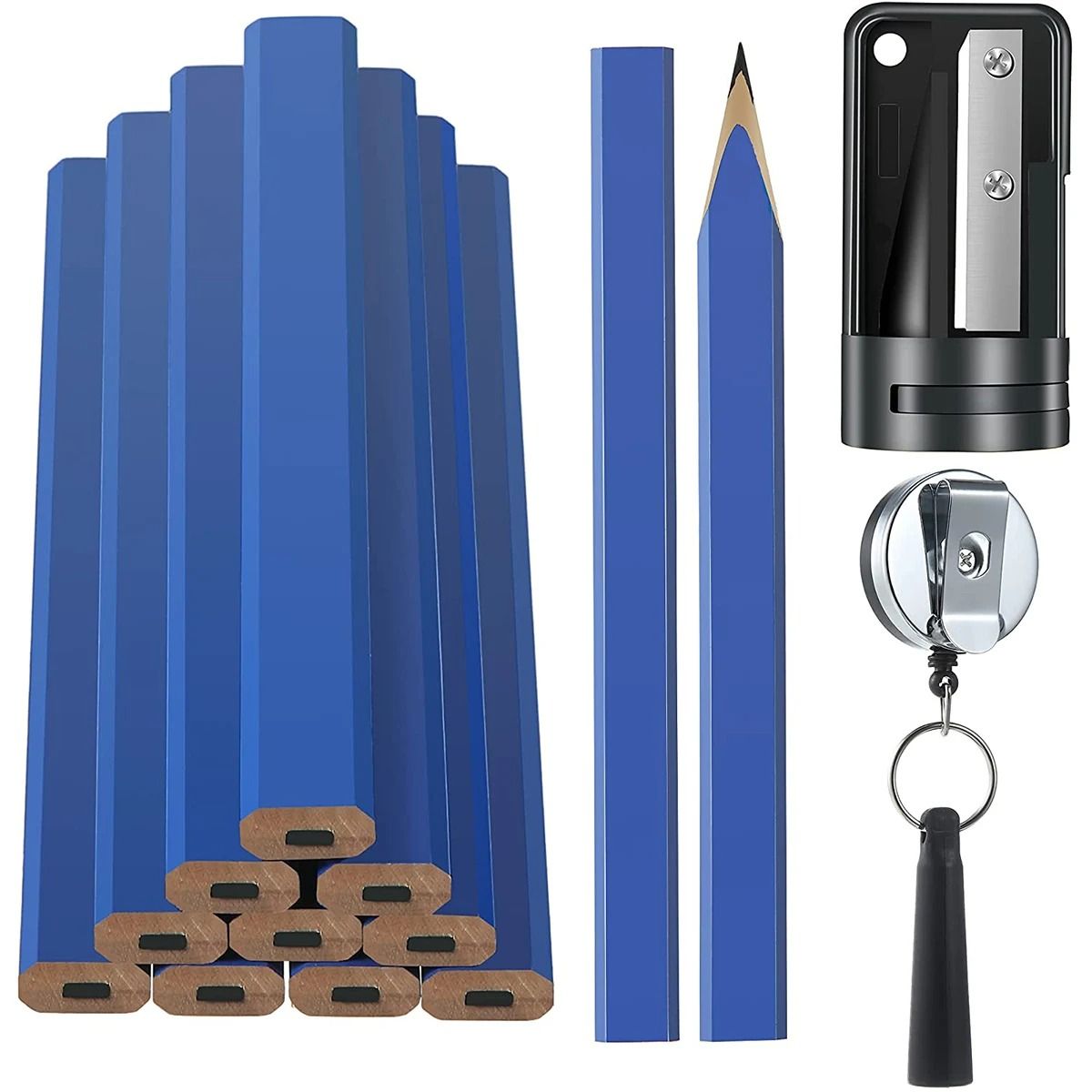 Carpenter Pencil Set with Sharpener for Woodworking Marking