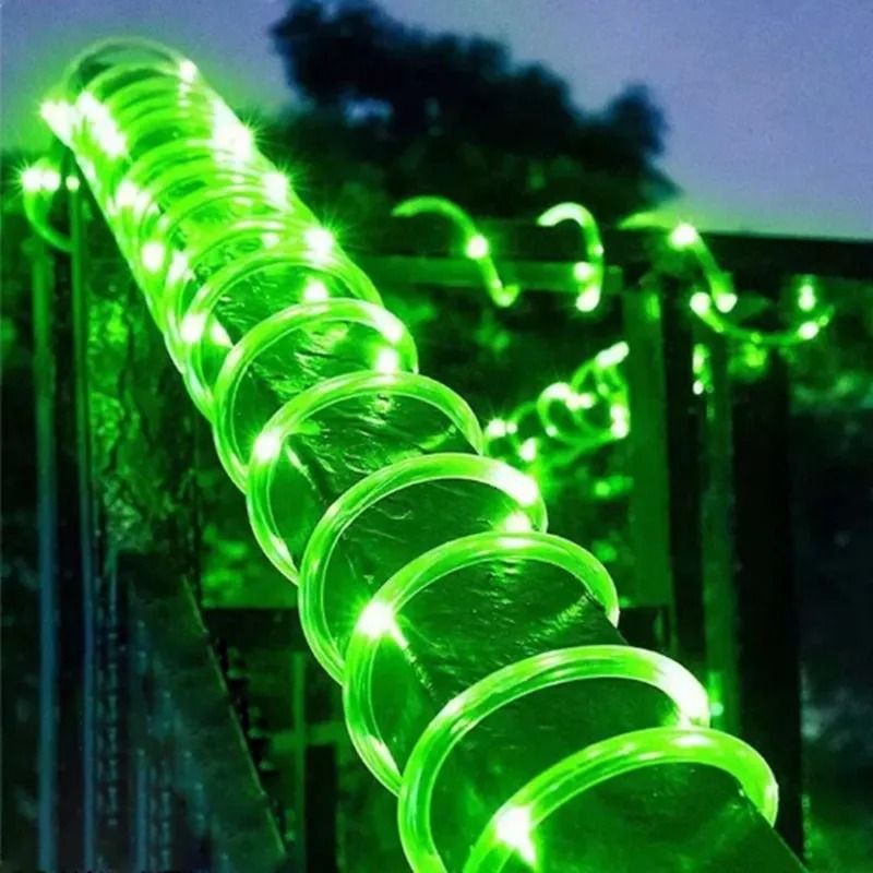 Solar Rope Lights Waterproof LED String Strip with 8 Modes for Outdoor Decor
