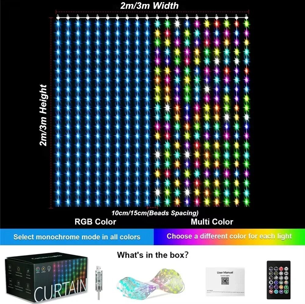 800 LED RGB Smart Curtain Lights for Party Backdrops