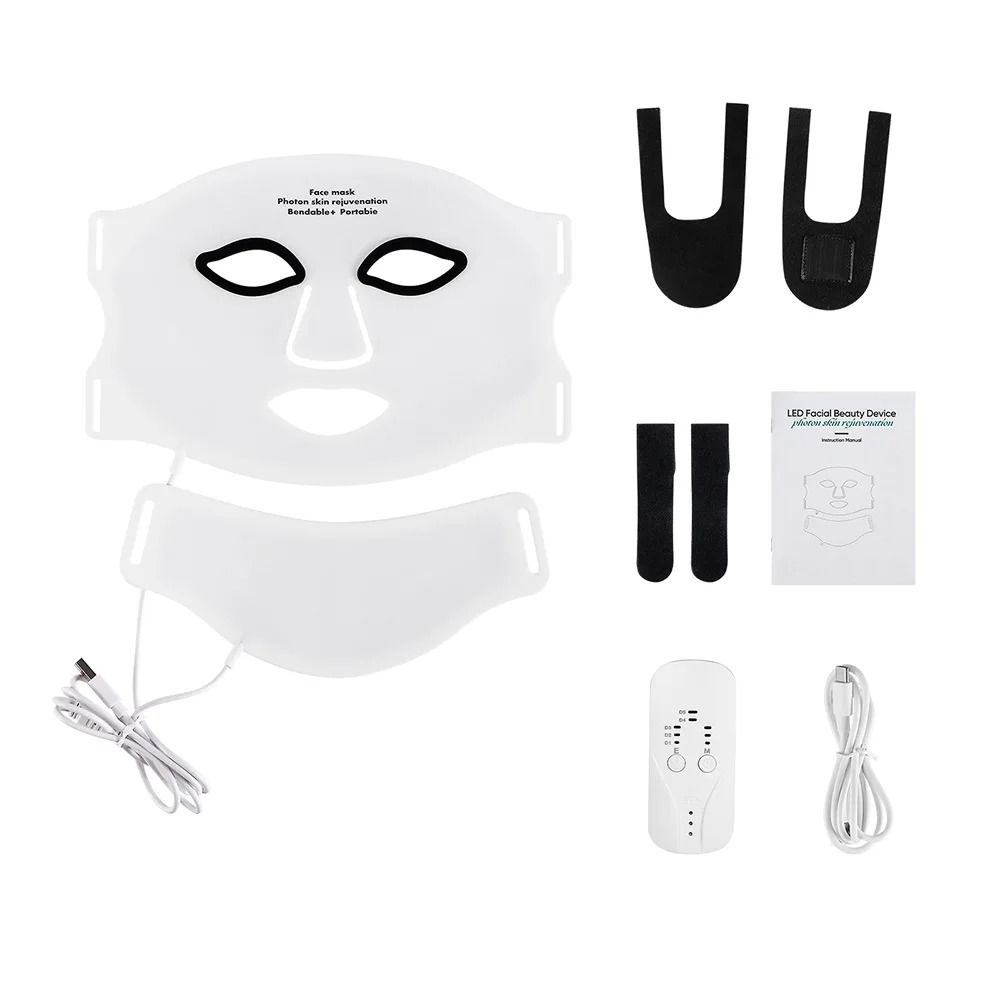 Silicone LED Face and Neck Mask with 7 Color Red Light Therapy