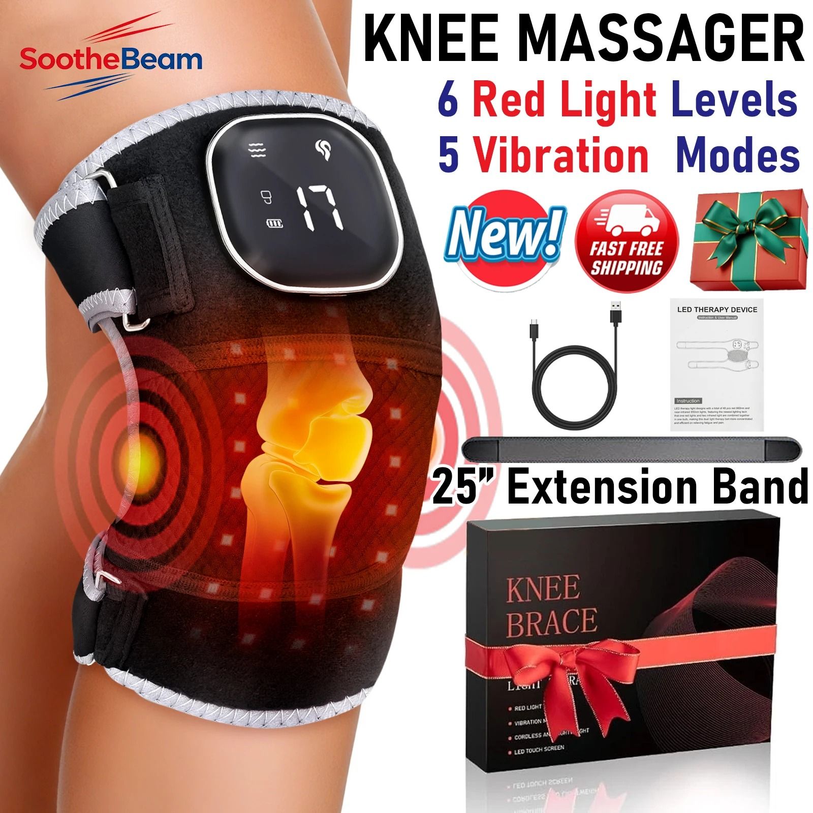 Red Light Therapy Brace 660nm 850nm Infrared Heating Massage Pad
