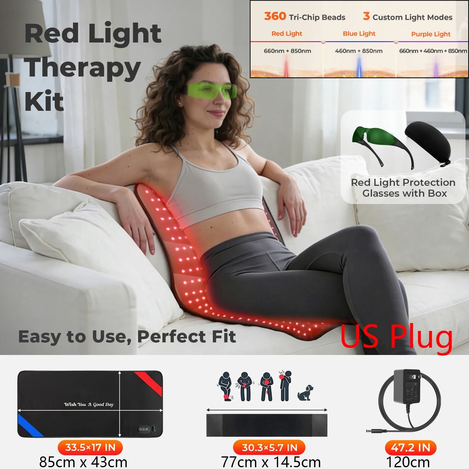 Red Light Therapy Belt 3 Wavelength Near Infrared Wrap for Body Care