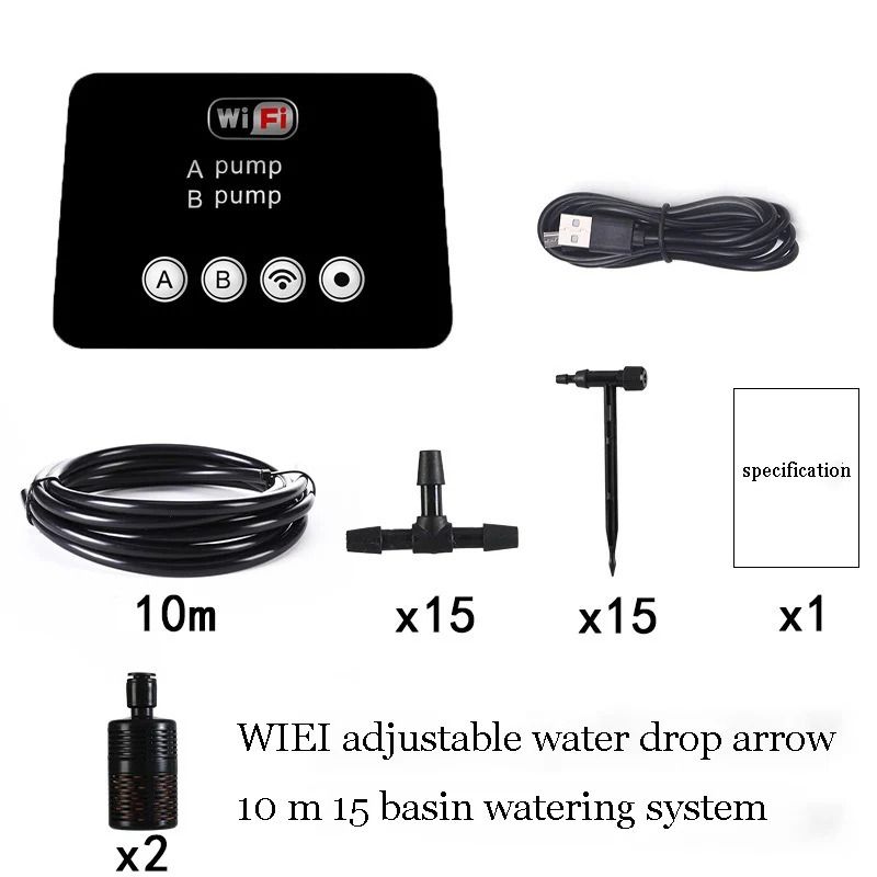 Smart WiFi Dual Pump Drip Irrigation Kit for Automatic Plant Watering Control