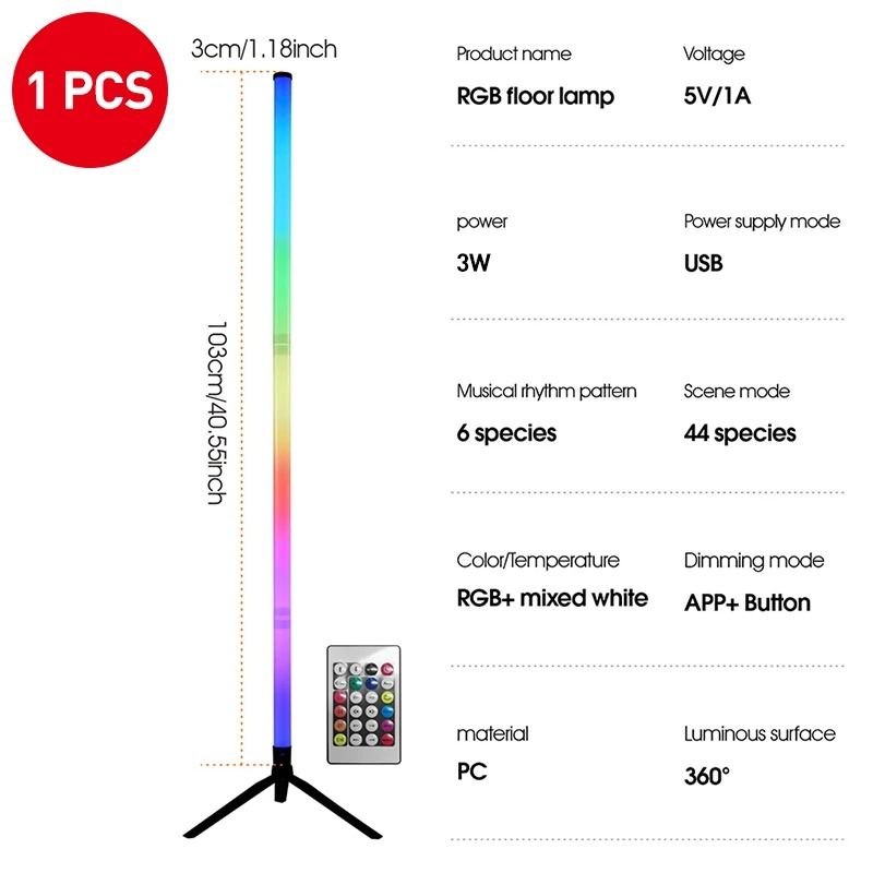 LumiBeat Smart RGB LED Corner Floor Lamp