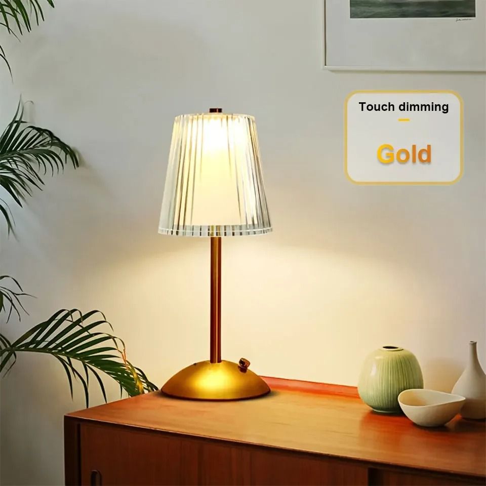 Rechargeable Nordic Touch Table Lamp with Dimmable Cordless Ambient Bedside Lighting