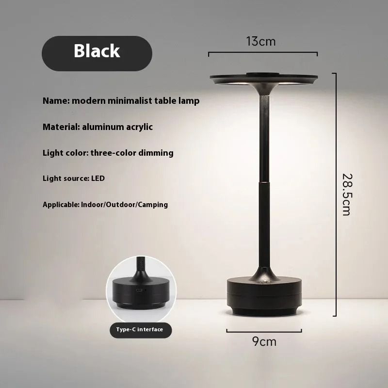 Rechargeable Retro Touch Table Lamp with Stepless Dimming and Cordless Ambience
