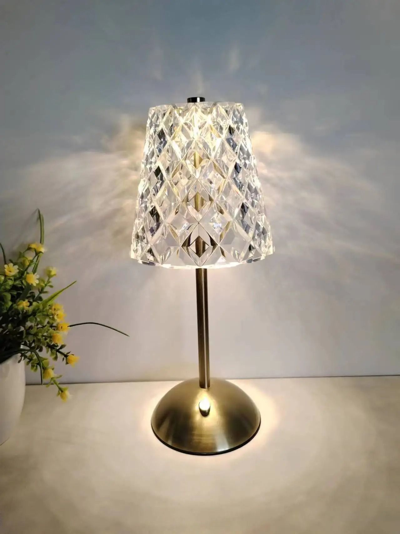 Rechargeable Crystal Touch Table Lamp for Elegant Cordless Ambient Lighting Anywhere