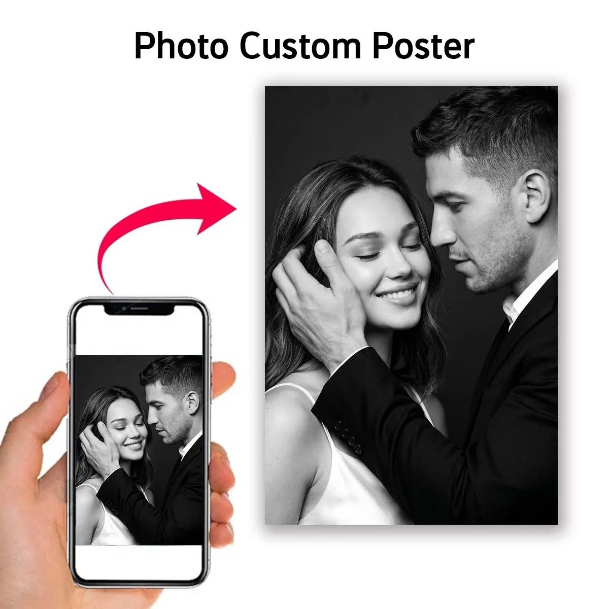 Custom Photo Canvas Print for Personalized Wedding Family Pet Wall Art