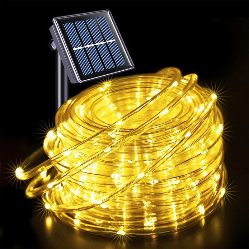 Solar Powered Outdoor Rope String Lights For Garden Party Decor Ambiance
