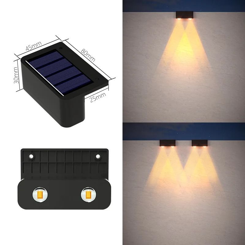 Solar Up Down Wall Lights Waterproof Garden Fence Outdoor Accent Lighting