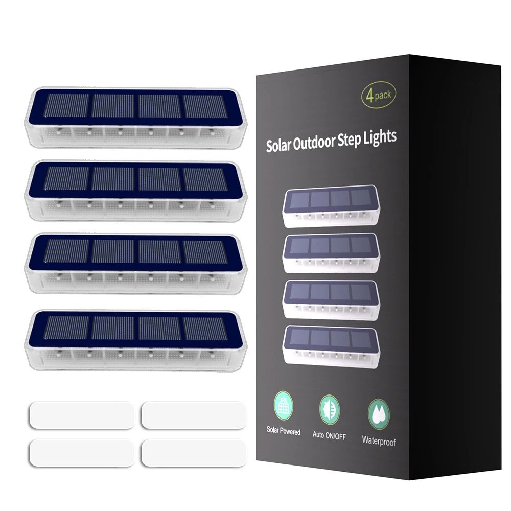 Solar LED Step Lights Illuminate Stairs Decks Gardens With Waterproof Lens