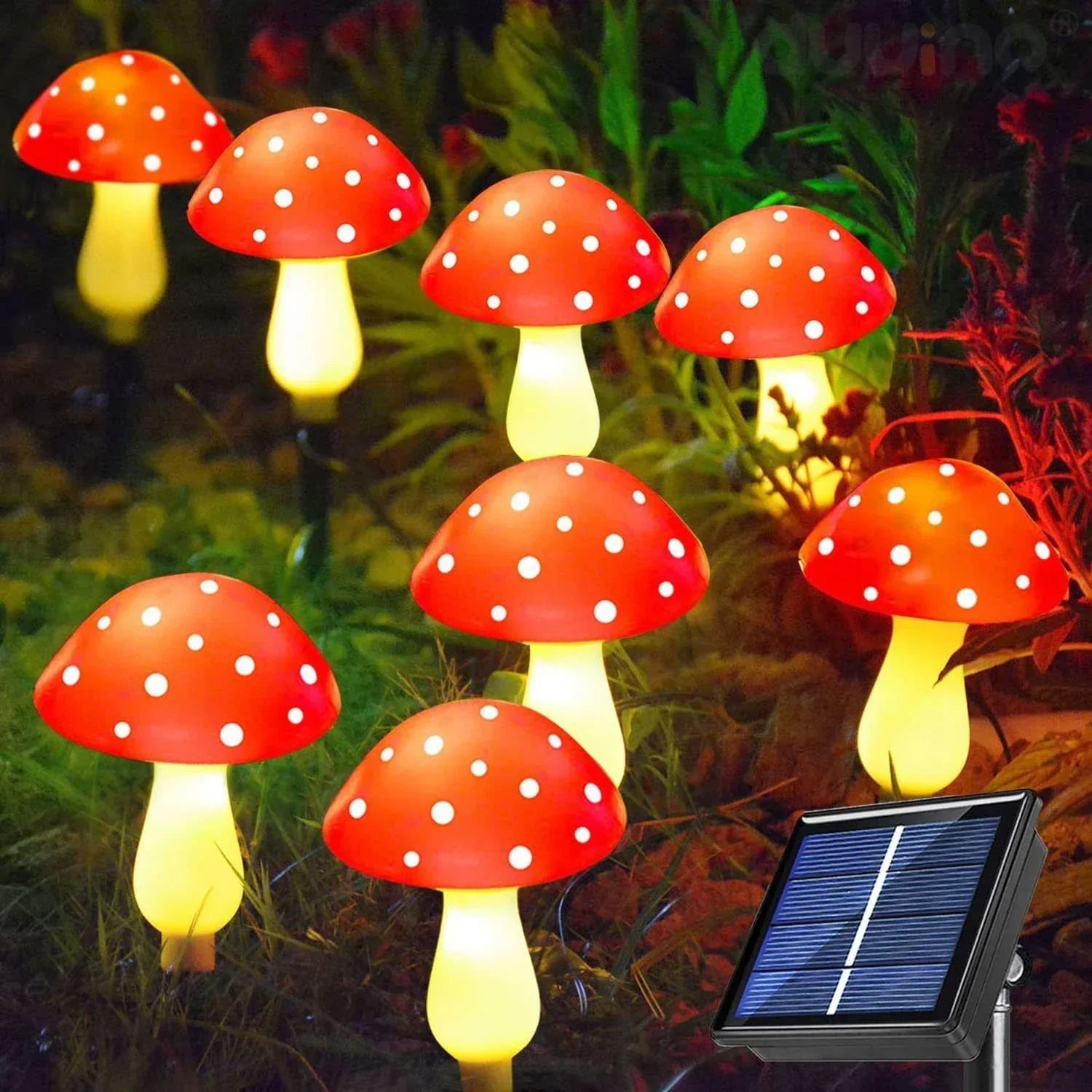 Solar Mushroom Garden Stake Lights for Magical Outdoor Pathway Party Decor