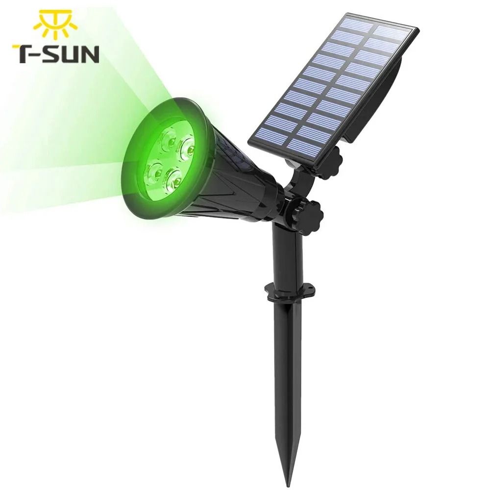 Green Solar Spotlights for Bright Waterproof Garden Wall Landscape Accent Lighting