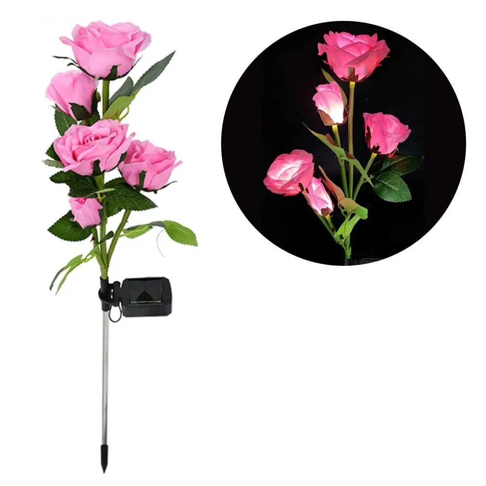 Solar Rose Flower Garden Lights for Romantic Lawn Pathway Decor Ambiance