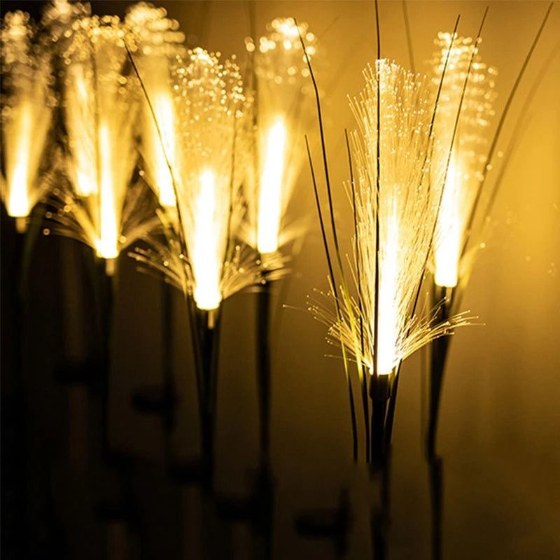 Solar Bulrush Fiber Optic Garden Lights for Elegant Outdoor Pathway Decor