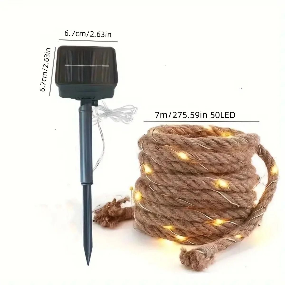 Solar Hemp Rope String Lights for Rustic Outdoor Camping Garden Decor