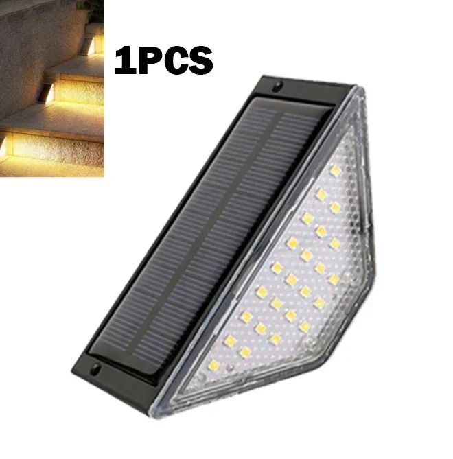 Solar Triangle Step Lights for Waterproof Outdoor Stair Pathway Illumination Decor