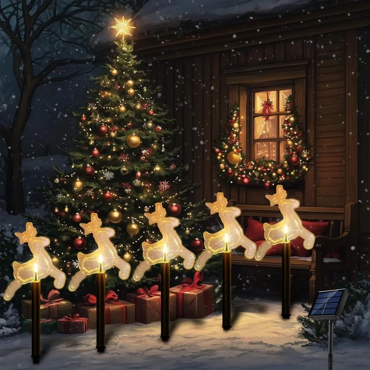 Solar Christmas Stake Lights for Festive Garden Pathway Yard Holiday Decor