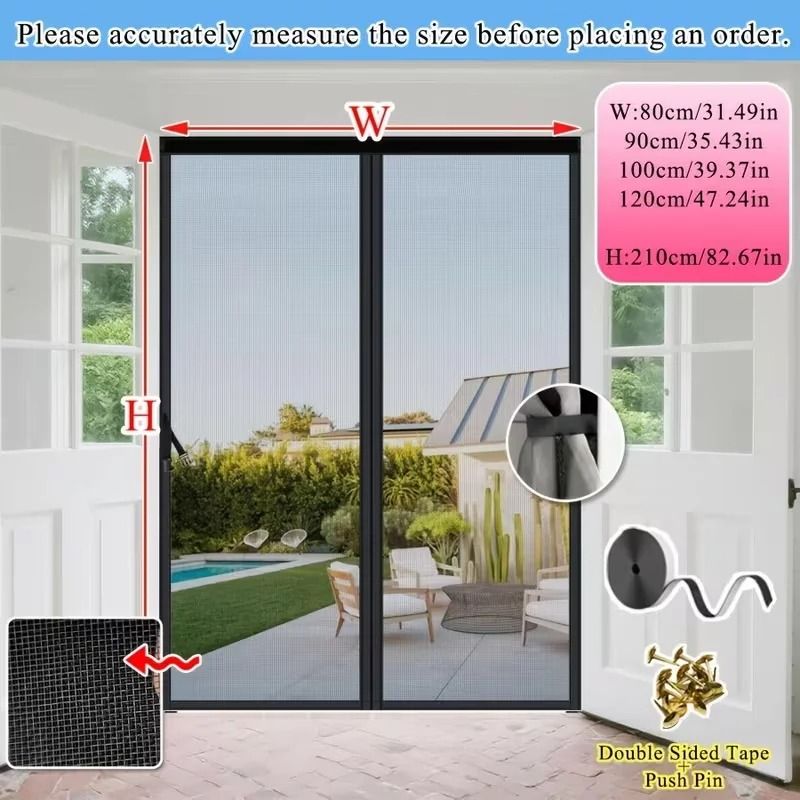 Heavy Duty Magnetic Mosquito Screen Door with Pet Friendly Diamond Mesh