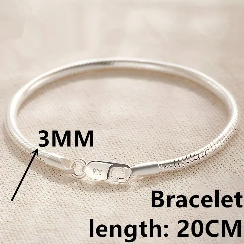 Elegant 925 Sterling Silver Snake Chain Bracelet For Effortless Evening Style