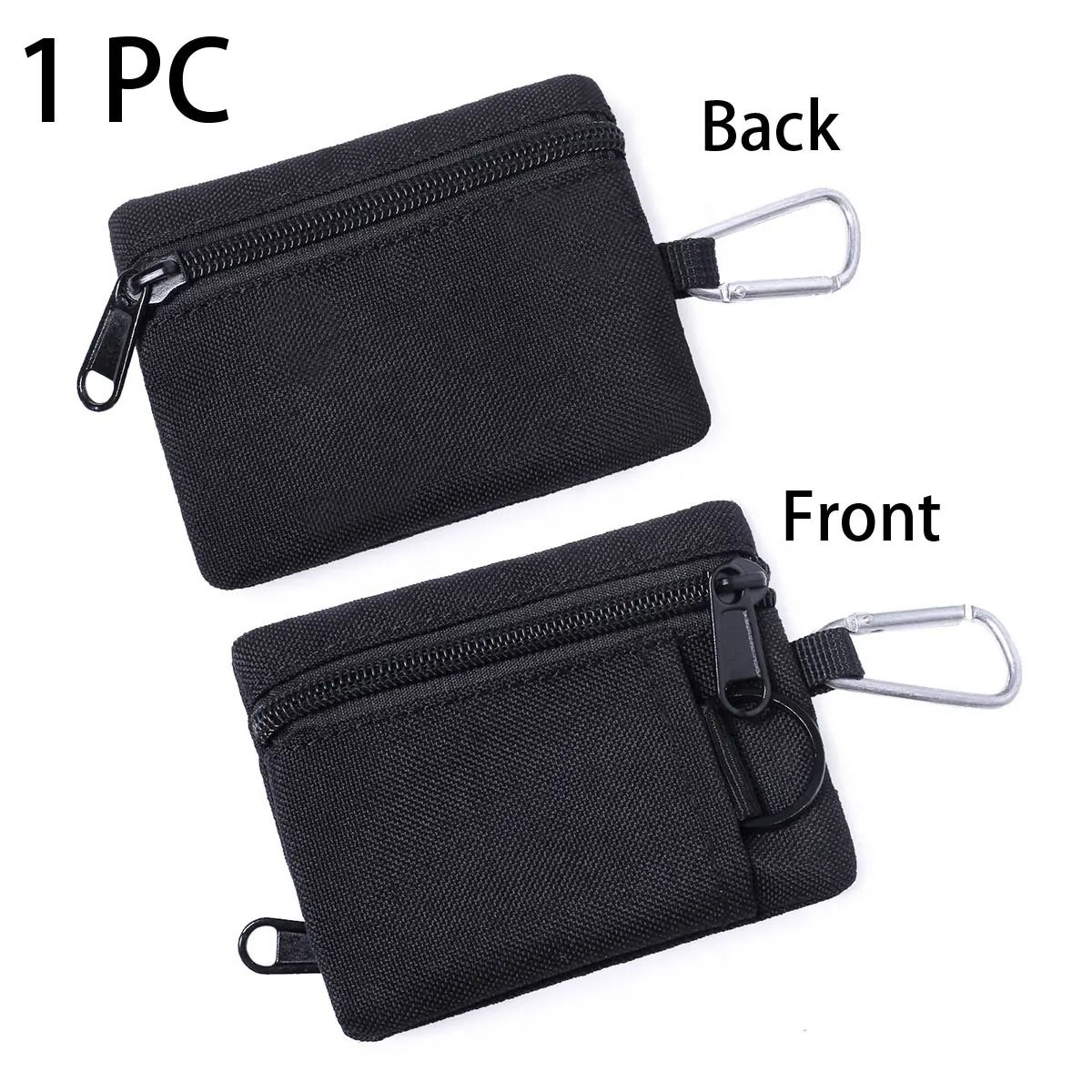 Mini Polyester Zipper Coin Purse Key Pouch with Hanging Card Holder Storage