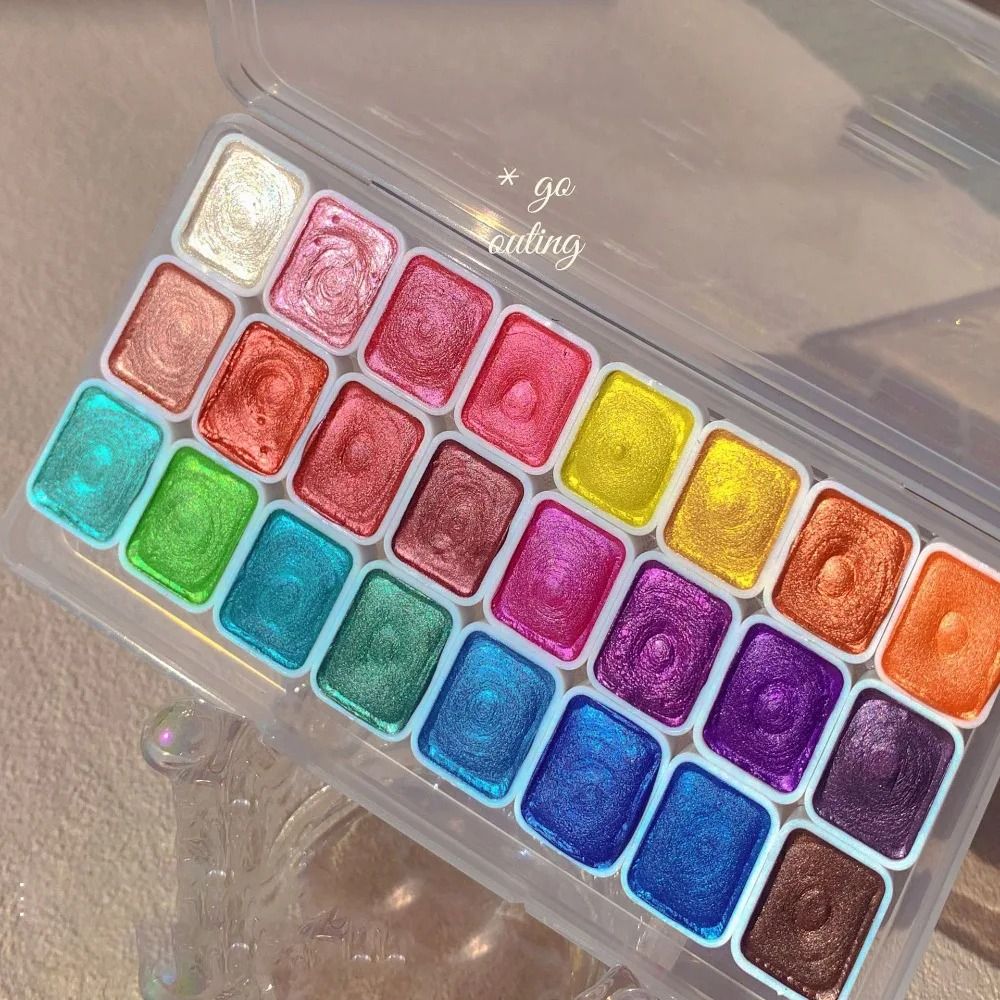 Pearlescent Solid Watercolor Paint Set 20 24 or 60 Colors