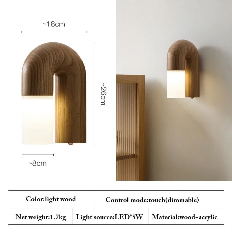 Vintage Ash Wood LED Wall Sconce