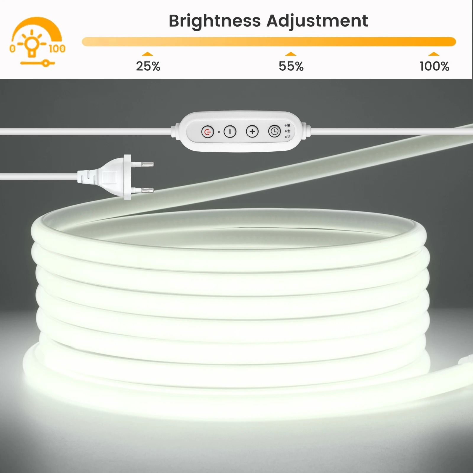 220V Dimmable COB LED Strip with Waterproof Neon Flex Design