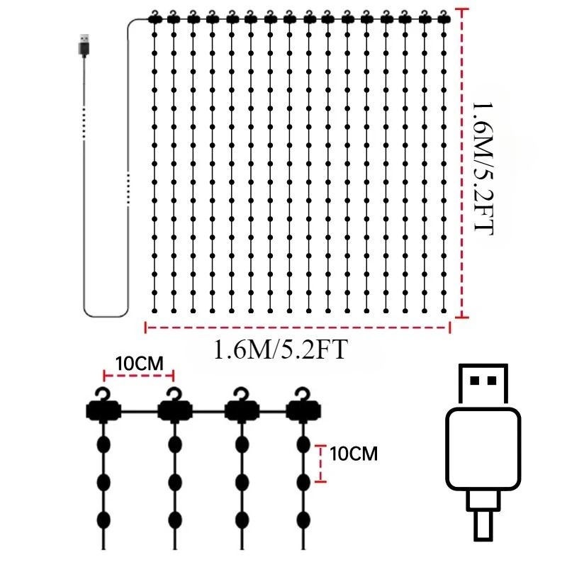 Smart RGB Curtain Lights with App Remote and Music Sync