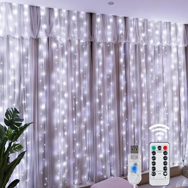 USB LED Curtain Fairy Lights with Remote and 8 Modes