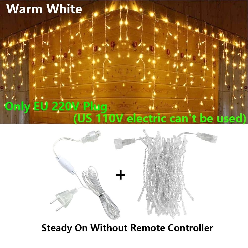FrostCascade LED Icicle Lights Outdoor Christmas Curtain Lights with Remote