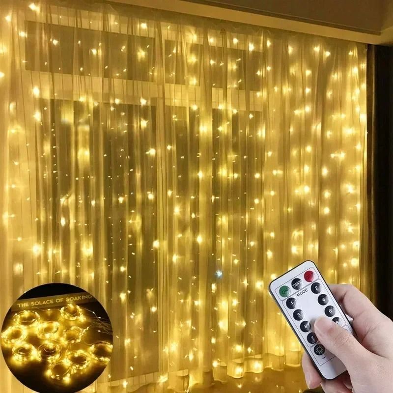 GlowVista LED Curtain Lights USB Fairy String Lights with Remote