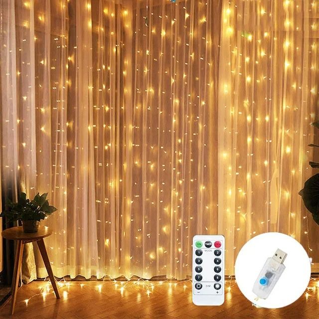 Starfall LED Curtain Lights USB Fairy Lights with Remote