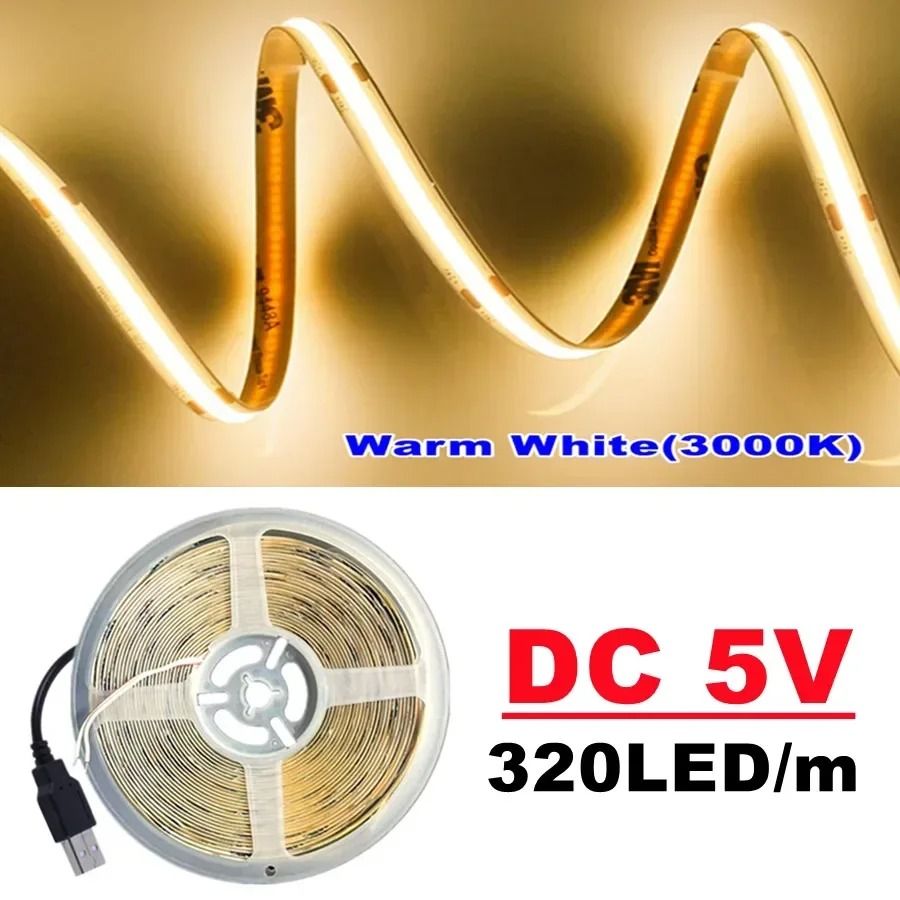 Seamless USB COB LED Strip For Smooth Flexible Home Accent Lighting
