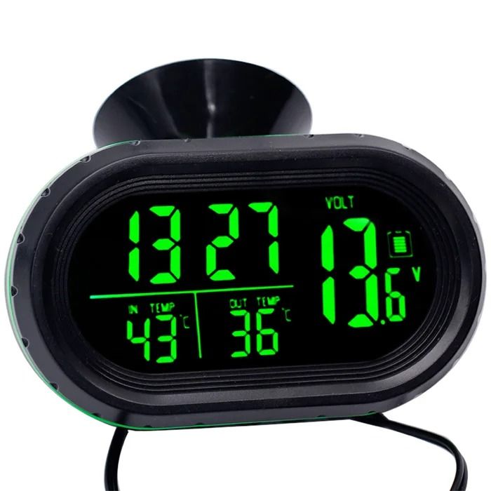 DriveView Digital Car Thermometer, Clock and Car Voltage Monitor 12V–24V