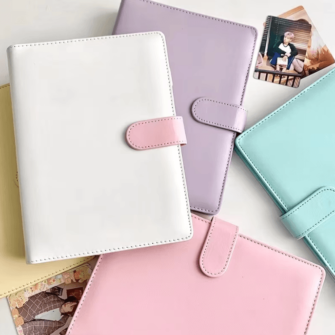 A5 A6 Refillable Leather Binder Notebook Macaron Loose Leaf Planner for Work and Study