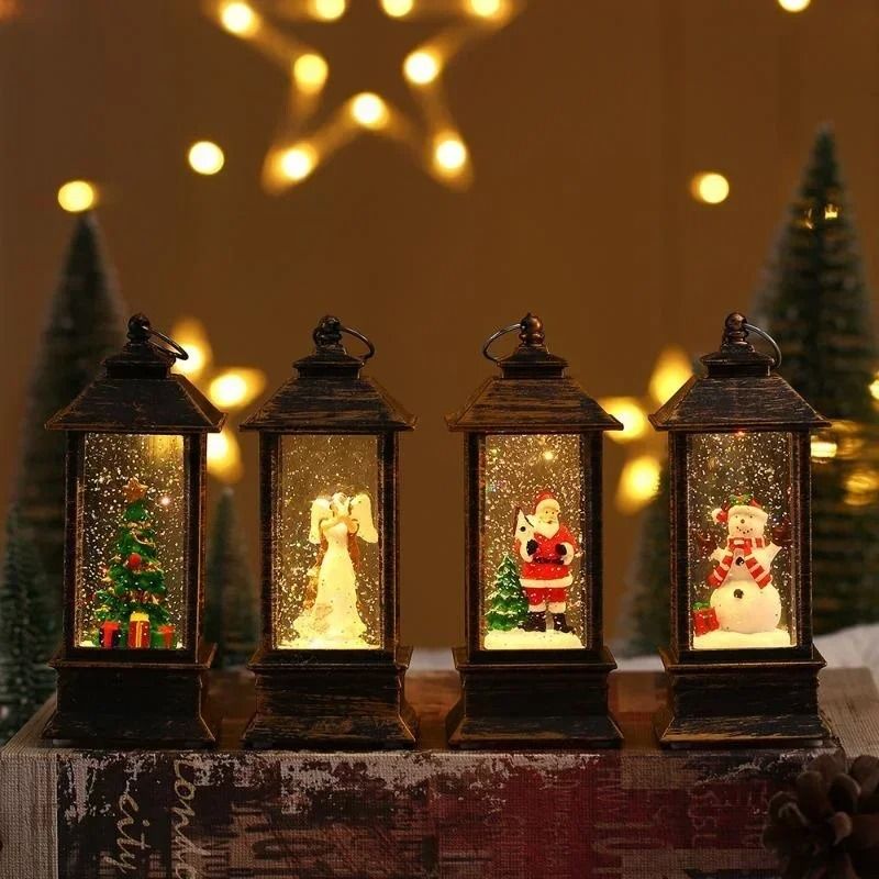 LED Christmas Lantern Night Light Santa Claus and Snowman Holiday Decoration