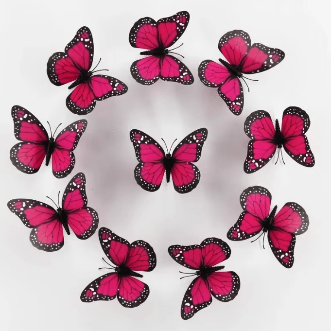 10-Piece 3D Monarch Butterfly Wall Stickers 4.72-Inch Decorative Craft and Home Accents