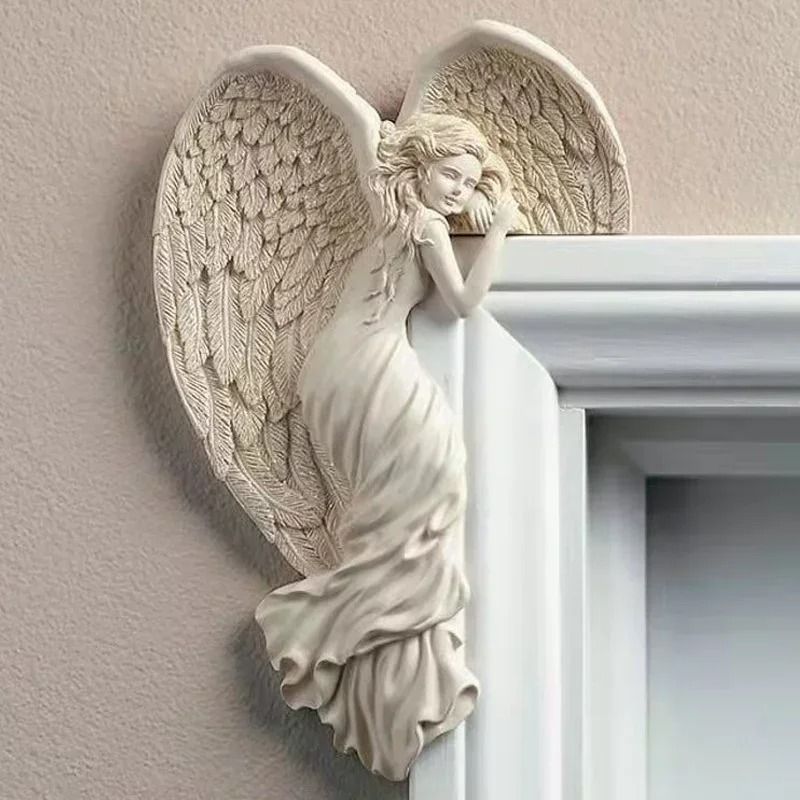 Resin Angel Wings Door Frame Decor Left and Right Wing Wall Ornaments for Home and Garden