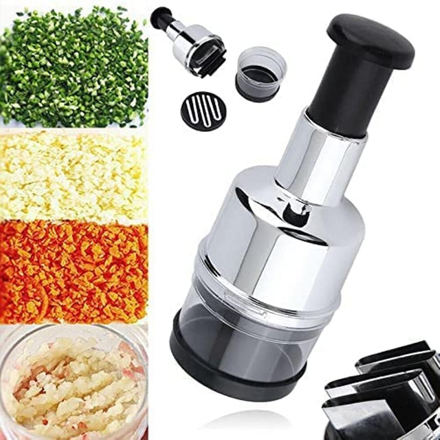 304 Stainless Steel Garlic Mincer Tool Handheld Crusher for Garlic Onion Ginger and Vegetables