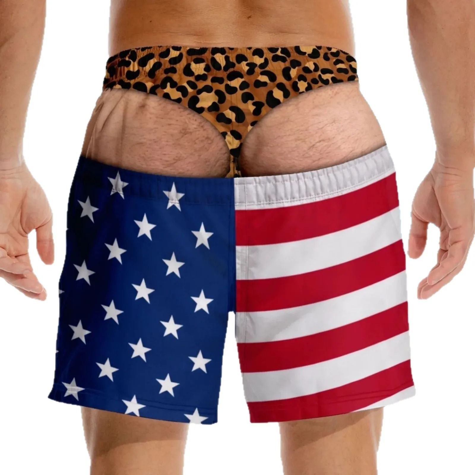 Patriotic USA Flag Mens Swim Trunks for Beach and Pool