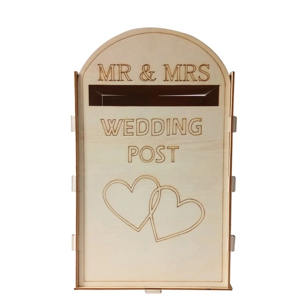 Rustic Wooden Wedding Card Box with Lock DIY Gift Card Holder for Reception